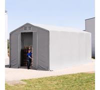TOOLPORT Outlander 5x10 m tendostruttura, altezza 4,0m porta scorrevole, PRIMEtex 2300, grigio, con statica (sottofondo in cemento) - (94202)