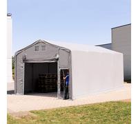 TOOLPORT Outlander 5x8 m tendostruttura, altezza 3,0m porta a pacchetto, PRIMEtex 2300, grigio, con statica (sottofondo in terra) - (93959)