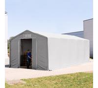 TOOLPORT Outlander 6x10 m tendostruttura, altezza 3,0m porta scorrevole, PVC 850, grigio, con statica (sottofondo in cemento) - (94114)