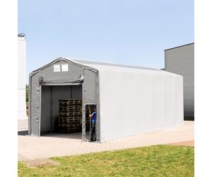 TOOLPORT Outlander 6x12 m tendostruttura, altezza 3,6m porta a pacchetto e lucernari, PVC 850, grigio, con statica (sottofondo in terra) - (93895)