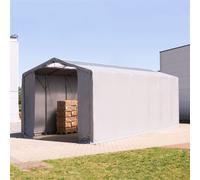 TOOLPORT Outlander 6x12 m tendostruttura, altezza 4,0m porta a cerniera e lucernari, PVC 850, grigio, con statica (sottofondo in terra) - (93900)