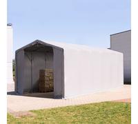 TOOLPORT Outlander 6x12 m tendostruttura, altezza 4,0m porta a cerniera, PRIMEtex 2300, grigio, con statica (sottofondo in cemento) - (94209)
