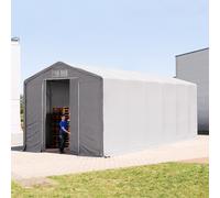 TOOLPORT Outlander 6x12 m tendostruttura, altezza 4,0m porta scorrevole, PVC 850, grigio, con statica (sottofondo in cemento) - (94133)