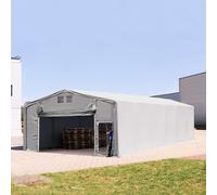 TOOLPORT Outlander 8x12 m tendostruttura, altezza 3,0m porta a pacchetto, PVC 850, grigio, con statica (sottofondo in terra) - (93922)