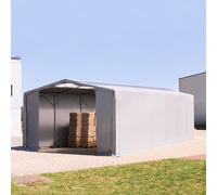 TOOLPORT Outlander 8x12 m tendostruttura, altezza 4,0m porta a cerniera e lucernari, PRIMEtex 2300, grigio, con statica (sottofondo in cemento) - (94233)