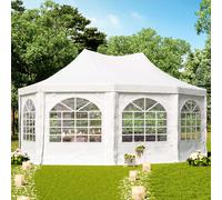 Gazebo a pagoda 4x5,5 m TOOLPORT facile e veloce da montare con finestre - robusto telo in PVC 700 bianco