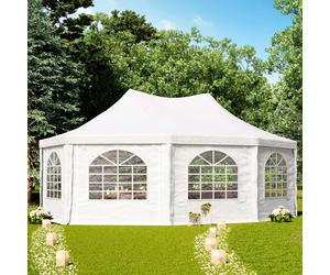 TOOLPORT PRO Gazebo pagoda 5x6,8 m, telo in PVC, bianco - (1067)