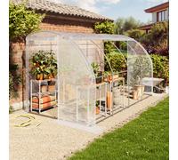 TOOLPORT Serra tunnel addossata 2x4m, telo in PE, bianco - (9033)