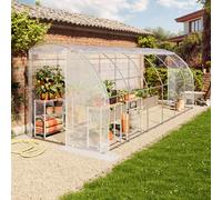 TOOLPORT Serra tunnel addossata 2x6m, telo in PE, bianco - (9034)