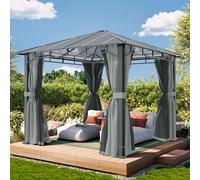TOOLPORT Sunset Gazebo da giardino 3x3m, Hardtop, 4 teli laterali, mid grey - (300674)