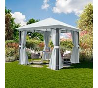 TOOLPORT Sunset Gazebo da giardino 3x3m, Softtop, 4 teli laterali, pietra - (300670)