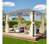 TOOLPORT Sunset Gazebo da giardino 3x4m, Hardtop, 4 teli laterali, crema - (300678)