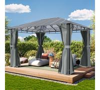 TOOLPORT Sunset Gazebo da giardino 3x4m, Hardtop, 4 teli laterali, mid grey - (300675)