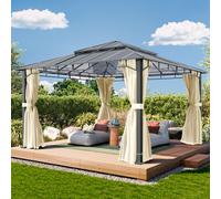 TOOLPORT Sunset Gazebo da giardino 4x4m, Hardtop, 4 teli laterali, crema - (300683)