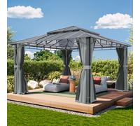 TOOLPORT Sunset Gazebo da giardino 4x4m, Hardtop, 4 teli laterali, mid grey - (300682)