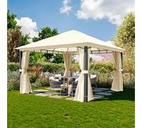 TOOLPORT Sunset Gazebo da giardino 4x4m, Softtop, 4 teli laterali, crema - (300686)