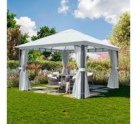 TOOLPORT Sunset Gazebo da giardino 4x4m, Softtop, 4 teli laterali, pietra - (300687)