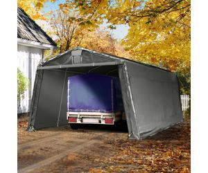 TOOLPORT Tenda garage 3,3x6,2m, Telo in PE, grigio - (8065)