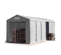 TOOLPORT Tendone deposito 6x12 m Tendone Industriale Tendostruttura con Altezza Laterale 4m Grigio telone in PVC 850 N Impermeabile utilizzo continuativo con Apertura con Cerniera