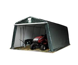 TOOLPORT Tendone Garage 3,3 x 6,2 m verde scuro, Costruzione Stabile in Acciaio con Telo PE Garage per Bicicletta