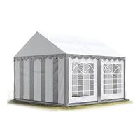 TOOLPORT Tendone per Feste 4x4 m PVC Grigio-Bianco 100% Impermeabile Gazebo da Giardino Tendone da Esterno Tenda Party