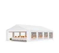 TOOLPORT Tendone per feste 5x8 m telo in PVC 600 N bianco | Gazebo con telo in PVC resistente, ma comunque veloce da montare grazie al sistema di montaggio a incastro