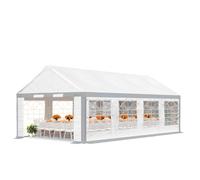 TOOLPORT Tendone per feste 5x8 m telo in PVC 600 N grigio-bianco | Gazebo con telo in PVC resistente, ma comunque veloce da montare grazie al sistema di montaggio a incastro