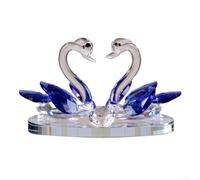 ToolsEvery Doppia decorazione per cigni in cristallo, statuetta in vetro a forma di animale da collezione, decorazione per la casa, artigianato, decorazione per soggiorno, matrimonio (blu)