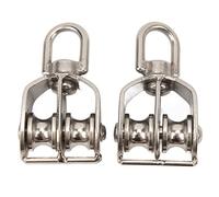 TOOLSGO 2 Pz M15 Set Puleggia Doppia in Acciaio Inox Pulegge Girevoli Capacità di Carico 35kg per Corde Cavi e Fili con Diametro inferiore a 5mm