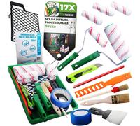 ToolSpace 17 Pezzi Set Rullo Pittura Kit 18 cm Rulli 4 x 11 cm Manico Pennello