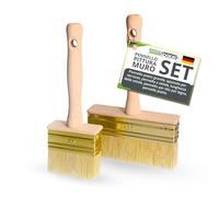 ToolSpace 2 Pezzi Pennello Set 70/130mm Pennellessa Grande con Setola Naturale con Manico Legno per la Pittura Muro Pareti Plafone - per Vernice Interne Facciate Acrilica - per Parete Decorare