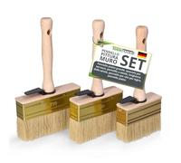 ToolSpace 3 Pezzi Pennello Set 90/110/130mm Pennellessa Grande con Setola Naturale con Manico Legno per la Pittura Muro Pareti Plafone - per Vernice Interne Facciate Acrilica - per Parete Decorare