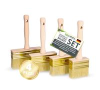 ToolSpace 4 Pezzi Pennello Set 70/90/110/130 mm Pennellessa Grande con Setola Naturale con Manico Legno per la Pittura Muro Pareti Plafone - per Vernice Interne Facciate Acrilica - per Parete