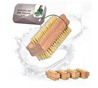 ToolSpace 4 Pezzi Spazzola per la Mano in Legno - Faggio Spazzolina per Pulizia Unghie Mani e Piedi - Dura Spazzole Doppiafaccia con Setole Naturale per Manicure Pedicure e Corpo - Spa Accessorio