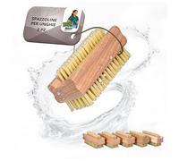 ToolSpace 5 Pezzi Spazzola per la Mano in Legno - Faggio Spazzolina per Pulizia Unghie Mani e Piedi - Dura Spazzole Doppiafaccia con Setole Naturale per Manicure Pedicure e Corpo - Spa Accessorio