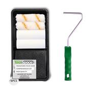 ToolSpace 6 Pezzi Set - Rullo Pittura Kit 2 x 5 cm Rulli 2 x 7 cm con Manico e Vaschetta - per Tinteggiatura Pareti - Pitturare Casa Interne - Imbiancare Vernici - Attrezzi per Verniciatura Dipingere