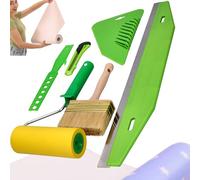 ToolSpace Kit Completo Tappezzeria 6 Pezzi Rullo Pressore Poliuretano Spatola 29 cm Forbice 18 mm Spatola Taglio 60 cm Spazzola 110 Carta da Parati Vinile Tessuto Non Tessuto Posa Liscia Professionale