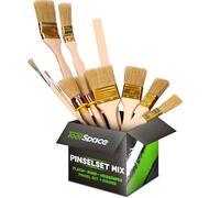 ToolSpace Kit Pennelli - Pennelli piatti, rotondi, caloriferi - Per dipingere - ari tipi di vernice: Acrilico, emulsione, lacca, pennelli in setola naturale per bricolage, arredamento