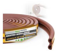 ToolSpace | Nastro sigillante autoadesivo per porte e finestre | 6m | Profilo D Marrone | Guarnizione per porta | Guarnizione per finestra | Nastro sigillante anticollisione | Guarnizione in gomma