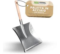 ToolSpace Paletta Metallo - Scopino 44,5 cm per Camino Carbone Sabbia e Brace - Pala per Barbecue Polverelegno Cenere Giardinaggio e Pulizia - con Manico per Giardino - Padella della Polvere