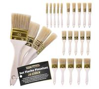 ToolSpace Pennelli Set 20 Pezzi - Pennello in Legno 15/25/36/50 mm per Dipingere Pitturazione Murale en Casa - Piatto con Manico per Vernice Acrilica Pittura Muro - Setola Piatta per Plafone Pareti