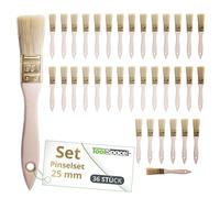 ToolSpace Pennelli Set 36 Pezzi - Pennello in Legno 25 mm per Dipingere Pitturazione Murale en Casa - Piatto con Manico per Vernice Acrilica Pittura Muro - Setola Piatta per Verniciatura Plafone
