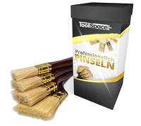 ToolSpace Pennelli Set 4 Pezzi - Pennello in Legno 25/36/50/76 mm per Dipingere Pitturazione Murale en Casa - Piatto con Manico per Vernice Acrilica Pittura Muro - Setola Piatta per Verniciatura