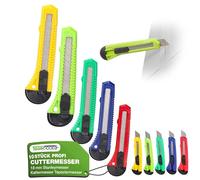 ToolSpace Set 10 Coltelli da Taglio 18 mm Lama Affilata a Spezzare Robusti Professionali per Moquette Tappezziere Migliori dei Coltelli Stanley Monouso Cutter Universale Taglierino Cantiere Fai da Te