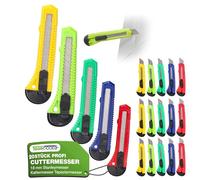 ToolSpace Set 20 Coltelli da Taglio 18 mm 20x Coltelli per Moquette Lama Affilata a Spezzare Robusti Professionali Cutter Universale Taglierino da Cantiere e Tappezziere Fai da Te Migliori dei Stanley