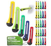 ToolSpace Set 30 Coltelli da Taglio 18 mm 30x Coltelli per Moquette Lama Affilata a Spezzare Robusti Professionali Cutter Universale Taglierino da Cantiere e Tappezziere Fai da Te Migliori dei Stanley