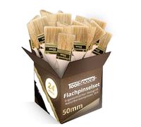 ToolSpace Set di pennelli piatti - 24 pezzi - 50 mm - Kit di verniciatura, pennello con setole naturali fine, pittura di pareti, punti difficili da raggiungere - manico ergonomico in legno, fai da te