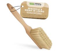ToolSpace Spazzola in Legno per Sabbia - Scopino 32 cm per Carbone Camino e Brace - con Manico Lungo per Barbecue Polverelegno Cenere Giardinaggio e Pulizia Spazzatura - Scopa Piccola per Auto