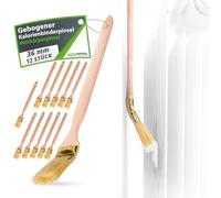 ToolSpace Spazzola termica curva | Spazzola per radiatori | Larghezza 36 mm | Lunghezza totale: 34 cm | Setole: setole naturali fitte| Manico: faggio | 12 pezzi