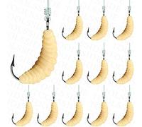 TOOLSSIDE 1 dozzina di gomma cera verme Grub #10 - Esche da pesca vermi - Cera da pesca in plastica morbida per trota, crappie, pesca a mosca - vermi finti 12 pezzi #10